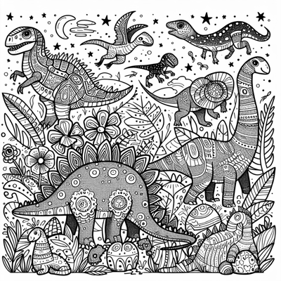 Make A 10page Coloring Book Of Dinosaurs For Kids... Coloring Page