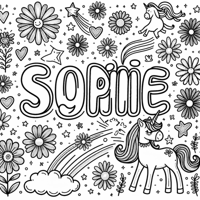 The Name Sophie In Bubble Letters To Be Coloured... Coloring Page