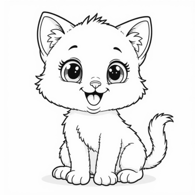 A Cute Kitten Coloring Page
