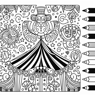 Cute Balancing Act Circus Coloring Page