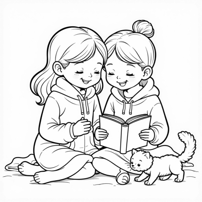 Two Individuals Cuddling In Bed Together With A... Coloring Page