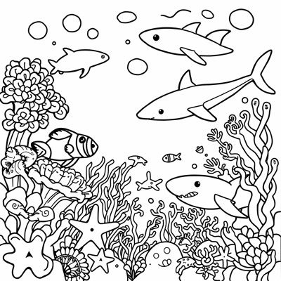 Under The Sea World With Beautiful Anemones... Coloring Page