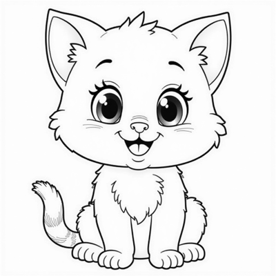 A Cute Kitten Coloring Page