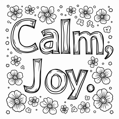 The Words Calm Joy On The Top Of Page... Coloring Page