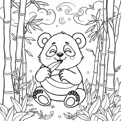 Panda Eat Banana Coloring Page