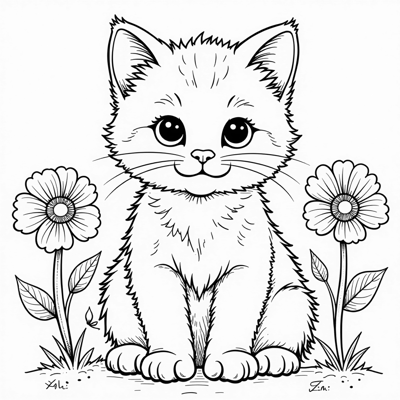 A Whimsical Blackandwhite Illustration Featuring A... Coloring Page