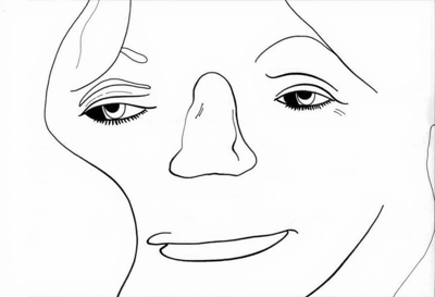 A Drawing Of A Face With Two Eyes And A Mouth. Coloring Page