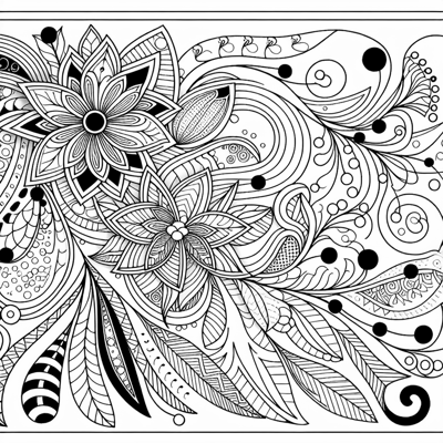 Zentangle Floral Balanced Design Coloring Page