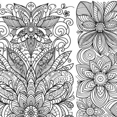 Zentangle Floral Balanced Design Coloring Page