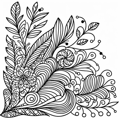 Zentangle Floral Balanced Design Coloring Page