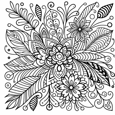 Zentangle Floral Balanced Design Coloring Page