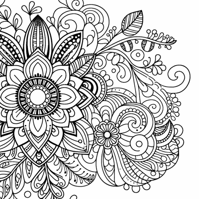 Zentangle Floral Balanced Design Coloring Page