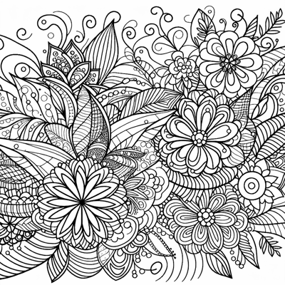 Zentangle Floral Balanced Design Coloring Page