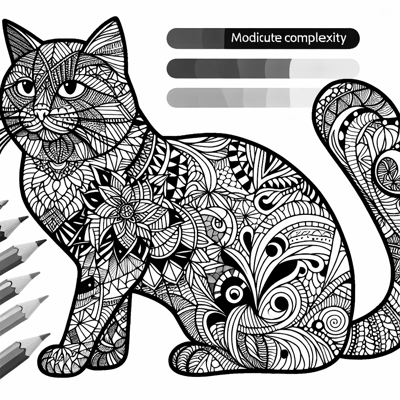 Zentangle Cat Coloring Page