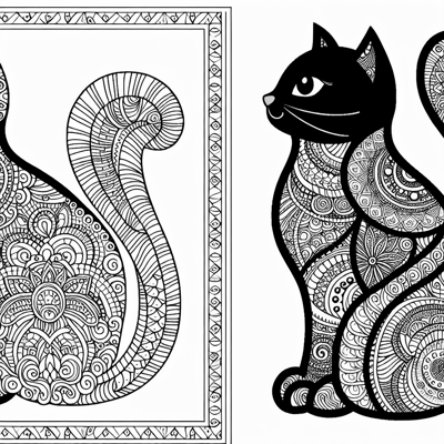 Zentangle Cat Coloring Page