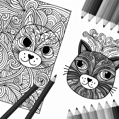 Zentangle Cat Coloring Page