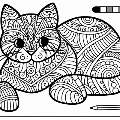 Zentangle Cat Coloring Page