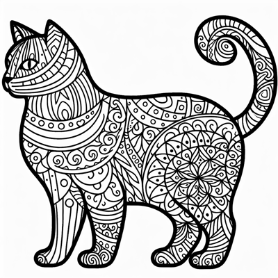 Zentangle Cat Coloring Page