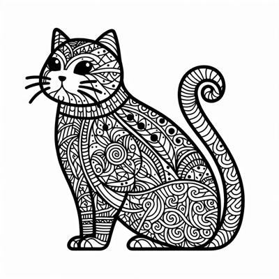 Zentangle Cat Coloring Page