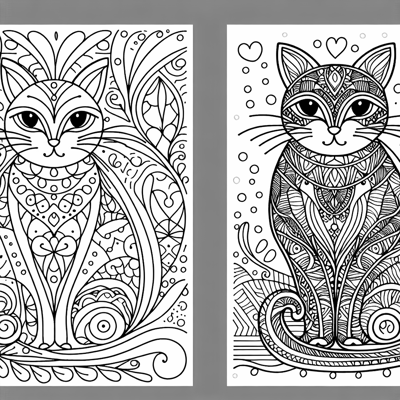 Zentangle Cat Coloring Page