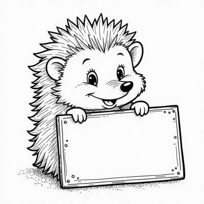 A Cheerful Hedgehog Holding A Have A Nice Day Sign... Coloring Page