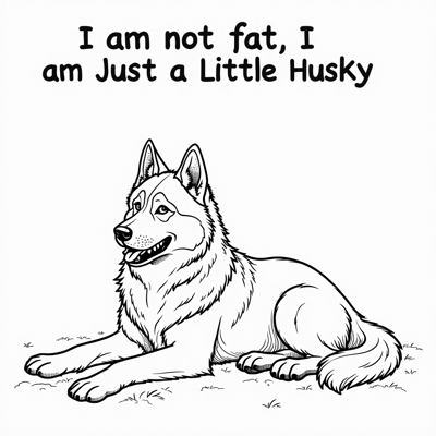 The Words I Am Not Fat I Am Just A Little Husky On... Coloring Page