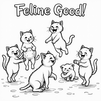 The Words Feline Good On The Top Of Page Many... Coloring Page