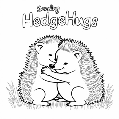 The Words Sending HedgeHugs On The Top Of Page... Coloring Page