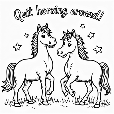 The Words Quit Horsing Around On The Top Of Page... Coloring Page