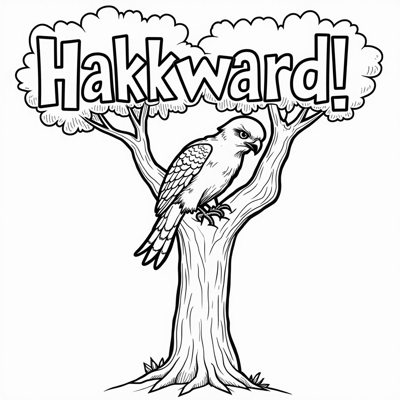 The Words Hawkward On The Top Of Page A Hawk Stuck... Coloring Page