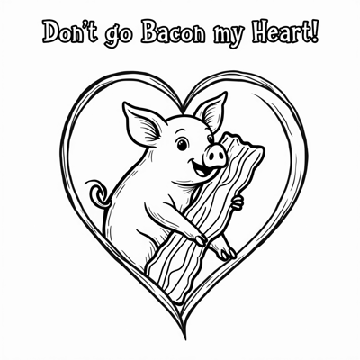 The Words Dont Go Bacon My Heart On The Top Of... Coloring Page