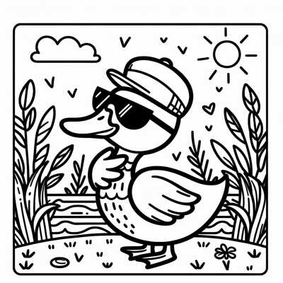 Cool Duck Coloring Page