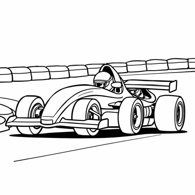 Racing Cars In Circuit Coloring Page