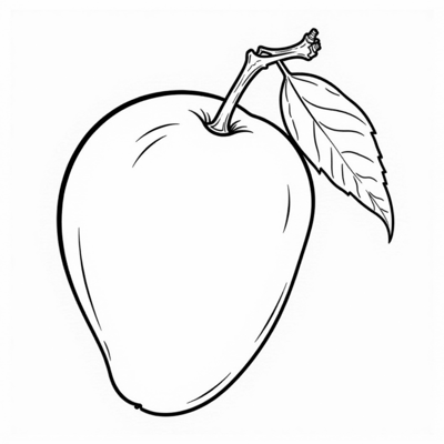 Whole Mango Fruit And The One That Has Been Cut... Coloring Page