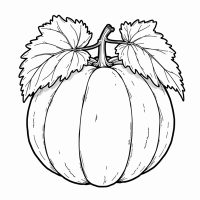 Melon With Leaves And Stem Coloring Page
