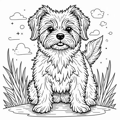 Geometric Abstract Outline Havanese Coloring Page