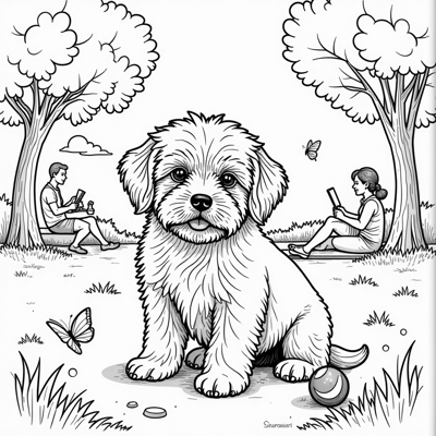 Geometric Havanese Puppy Coloring Page
