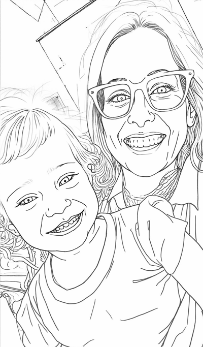 A Woman And A Child Are Smiling At The Camera The... Coloring Page