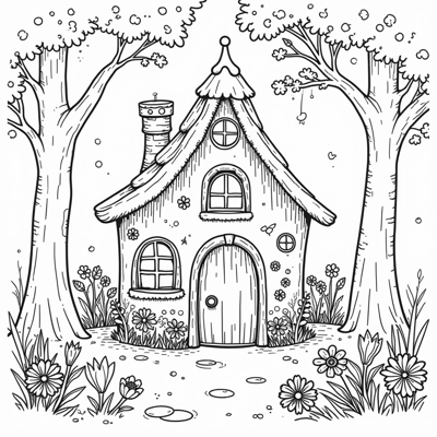 A Fairy House Coloring Page