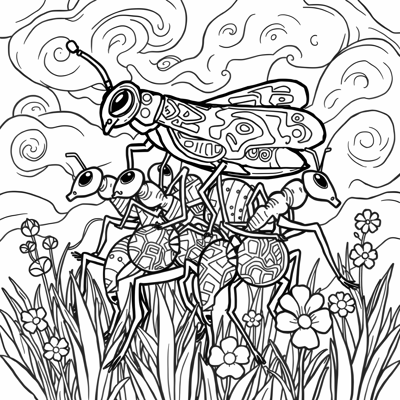 Please Create An Image Of An Ant Carrying A... Coloring Page