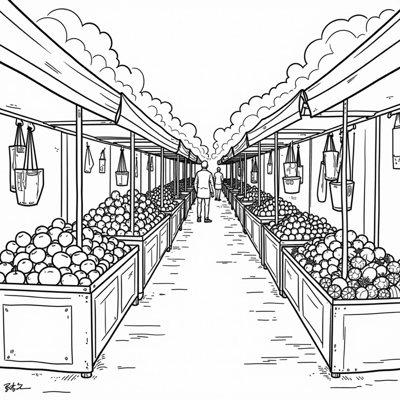 Small Market Coloring Page