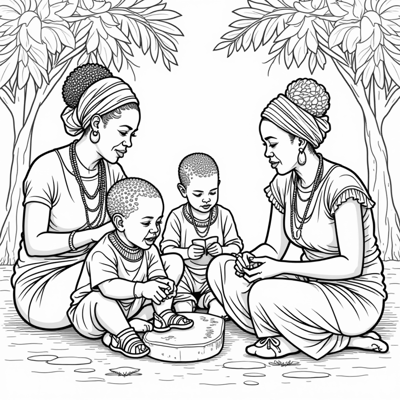 African Women Coloring Page