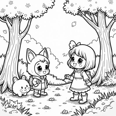 KUROMI AND HER FRIENDS Coloring Page