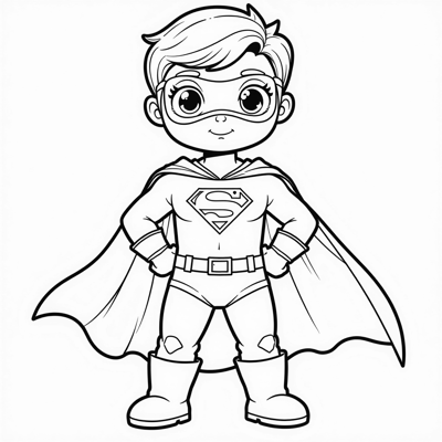 Superhero With Cape Coloring Page