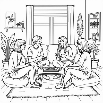 Trippy Smoking Weed Coloring Page