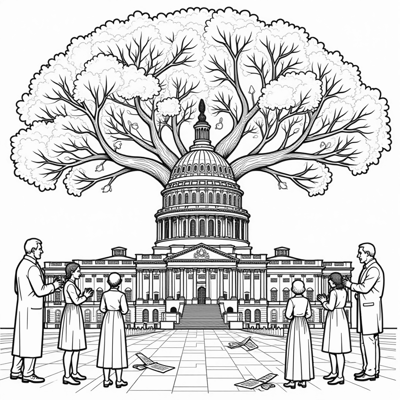 An Intricate Illustration Of The United States... Coloring Page