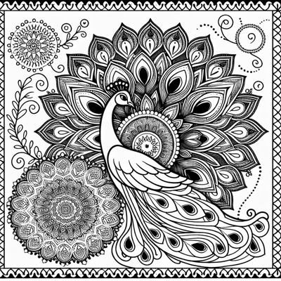 Majestic Peacock Instead Of Focusing On The Tail... Coloring Page