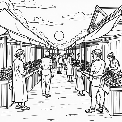 The Buying And Selling Activities In The... Coloring Page