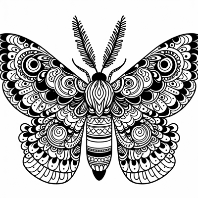 Elaborate Beautiful Moth Coloring Page