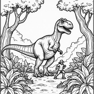 T Rex Eat Human Coloring Page